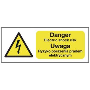 100x250mm Danger Electric Shock Risk (Polish) - Rigid